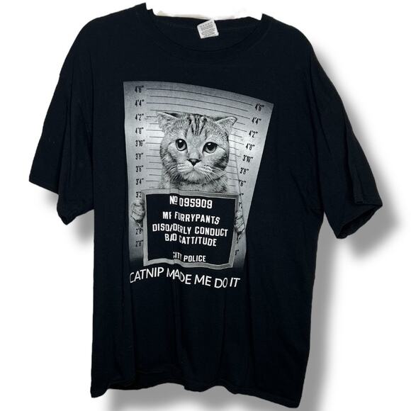 Men's Cat Mr. Furrypants Jail Bad Cattitude Graphic Tee Shirt Extra Large XL - Picture 1 of 4